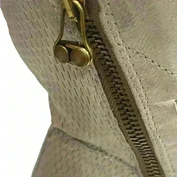 A.S. 98 Women's Gray Distressed Leather Woven Heeled Ankle Boots Size 37/ 6.5-7 - Picture 12 of 14